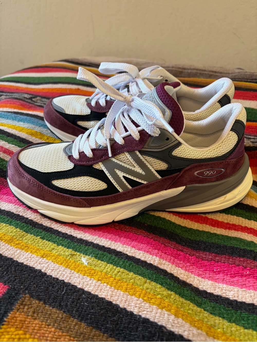 New Balance 990v6 Men's Sneakers in Maroon, White & Gray
